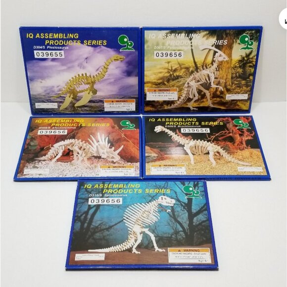 *SOLD* 21 Lot of 5 IQ Series Mysterious Dinosaur Wooden Puzzle 6625E1M - Picture 1 of 7